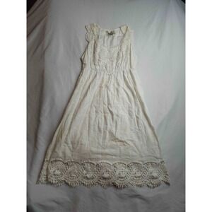 Women's Cream Crochet-Trim Sleeveless Dress
